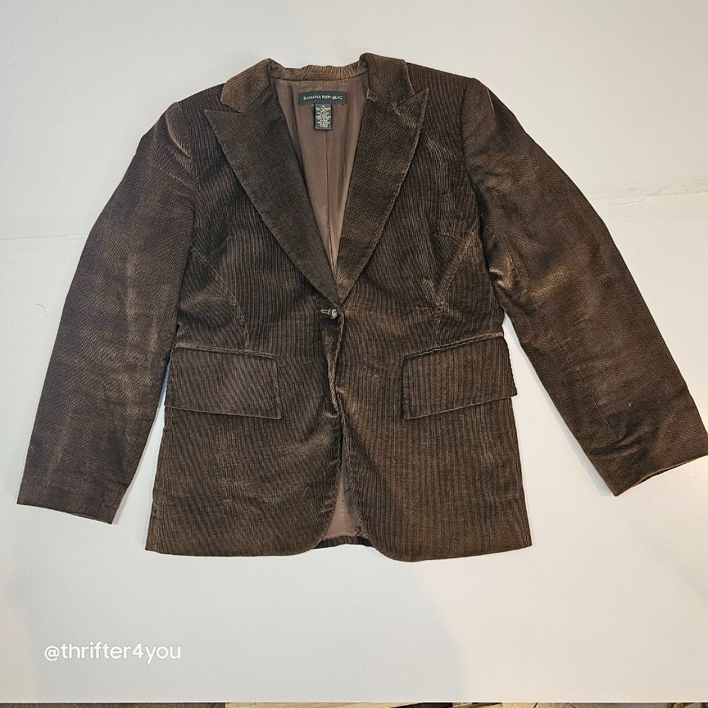 Banana Republic Blazer Jacket Lined Brown Corduroy Chocolate Size 10